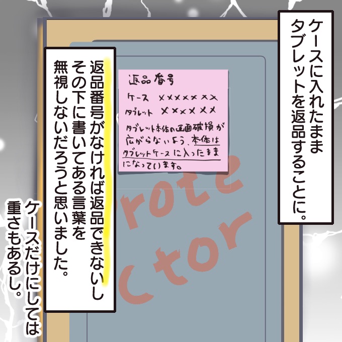 返品番号の下に一筆書いたので返品するときに見るはず